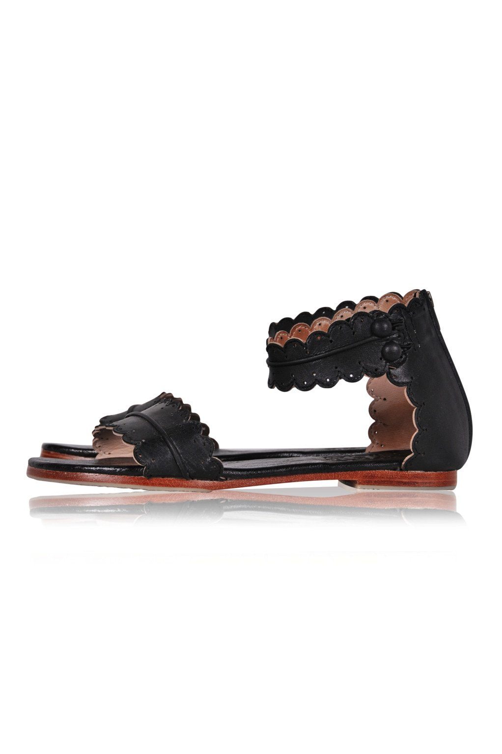 Midsummer Scalloped Leather Sandals