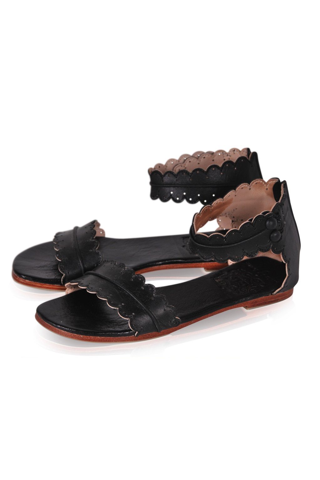 Midsummer Scalloped Leather Sandals