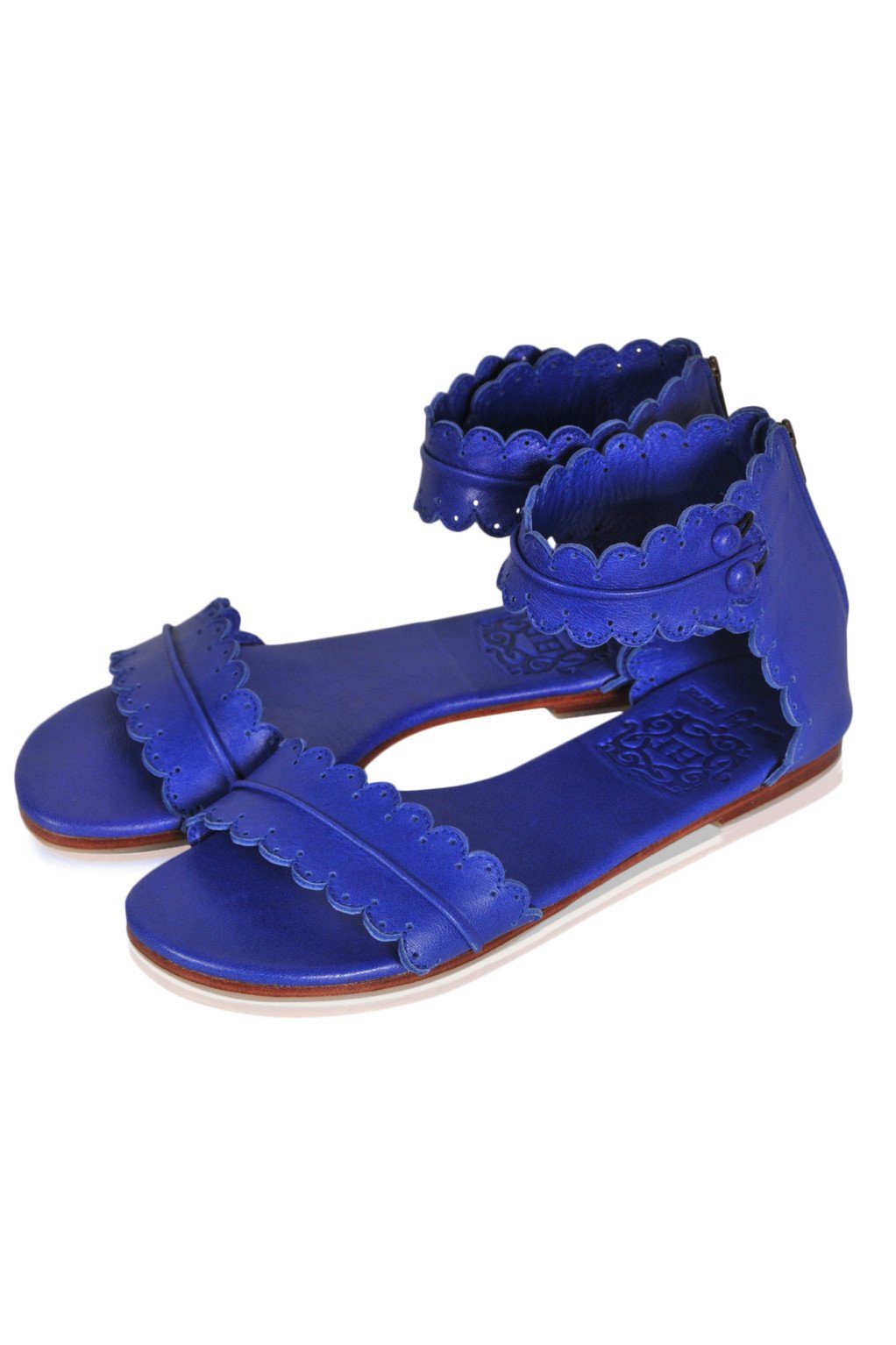 Midsummer Scalloped Leather Sandals