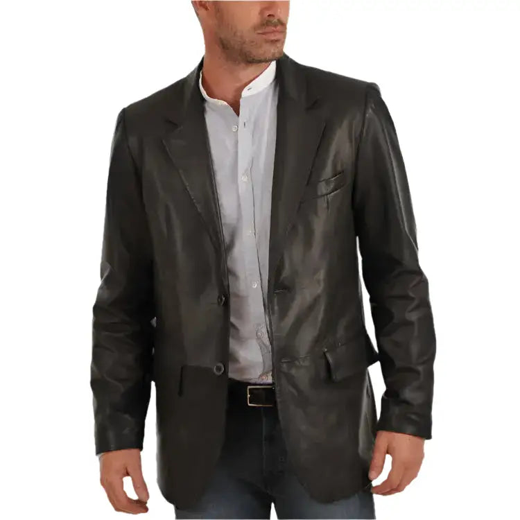 Mens Classic Leather Blazer Coat