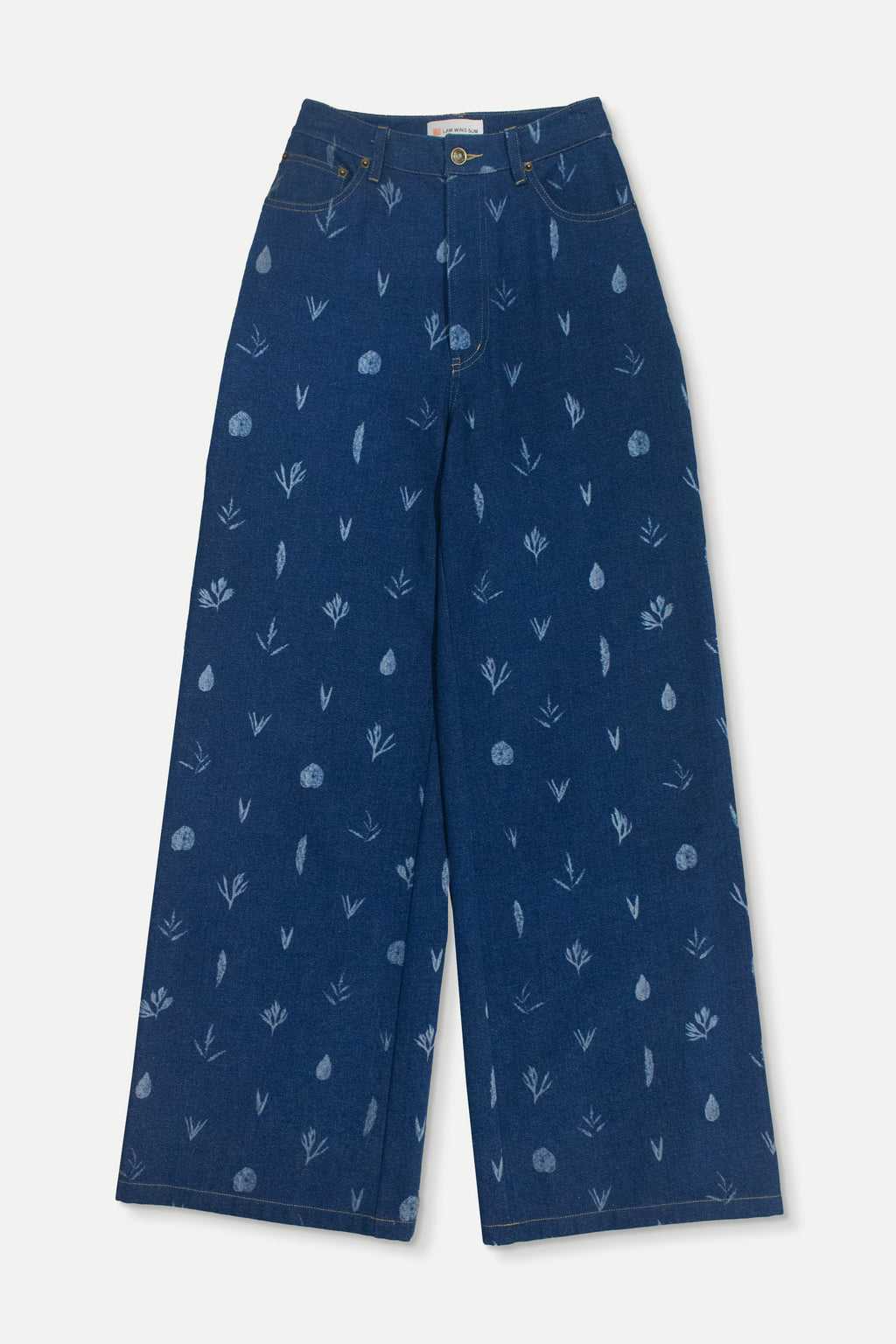 Botanic Print Blue Denim Jeans