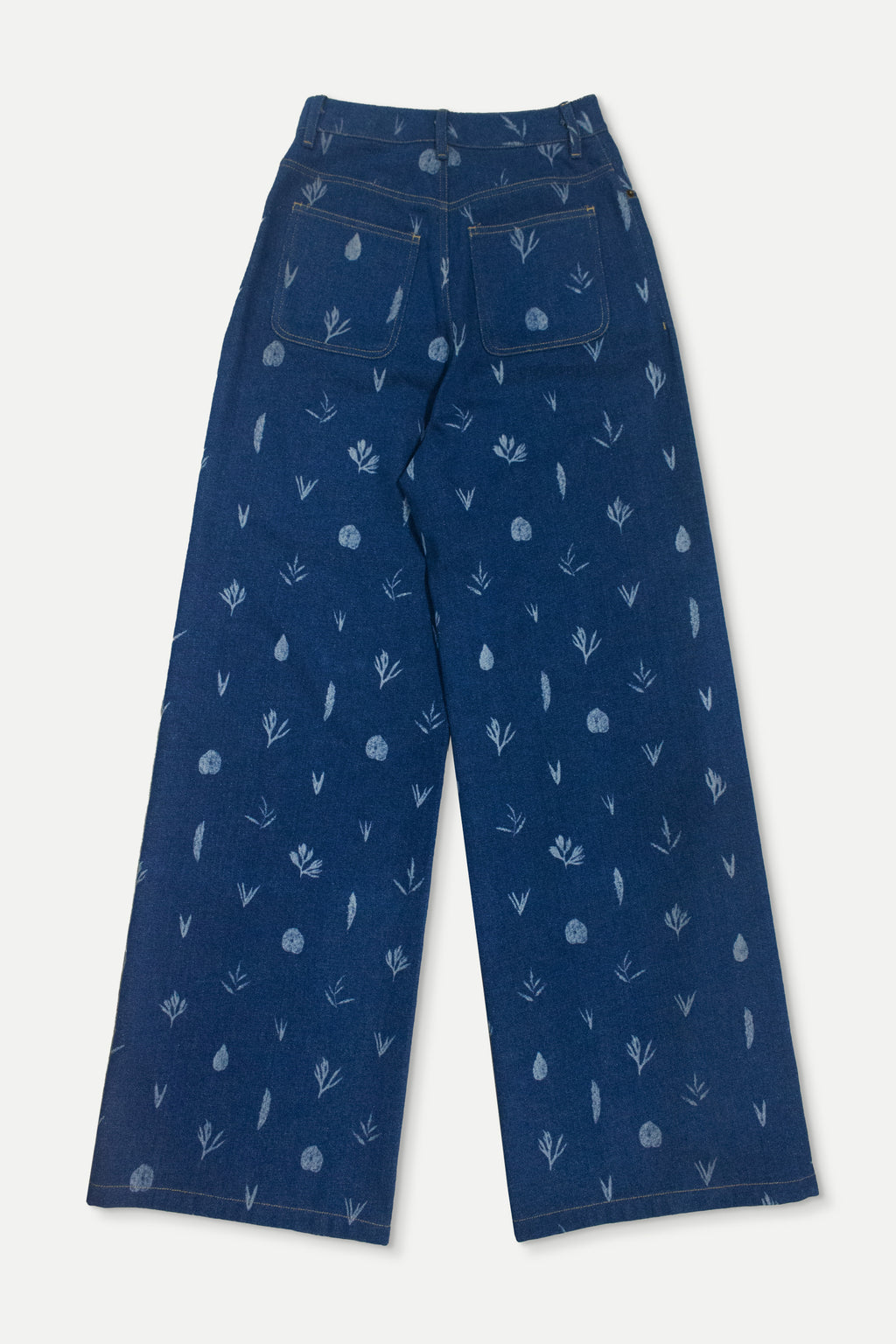 Botanic Print Blue Denim Jeans