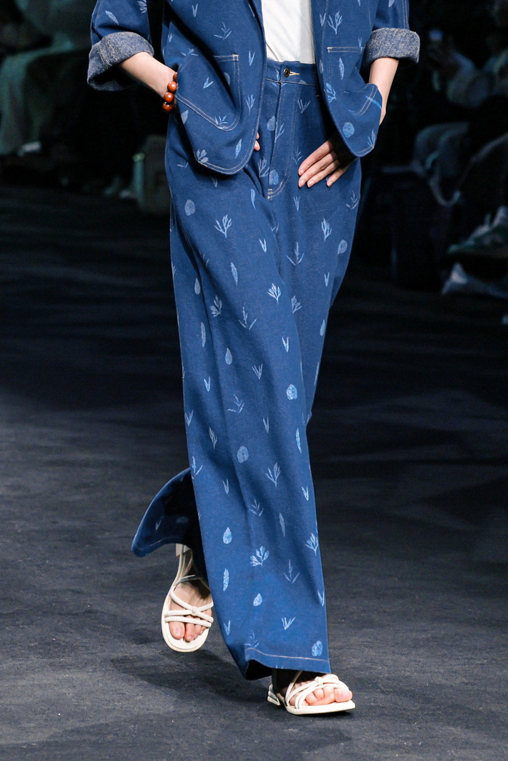 Botanic Print Blue Denim Jeans