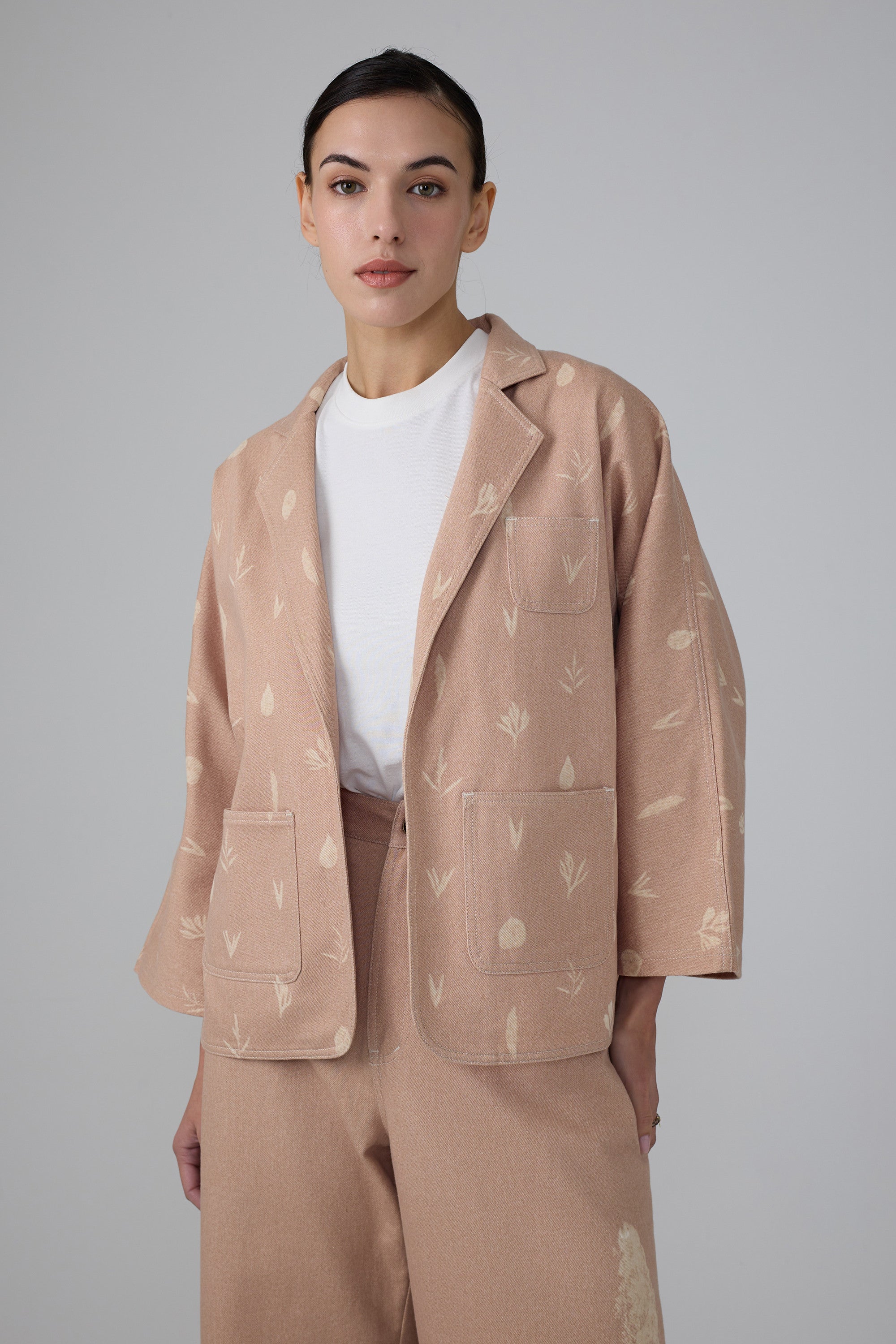 Botanic Print Denim Kimono