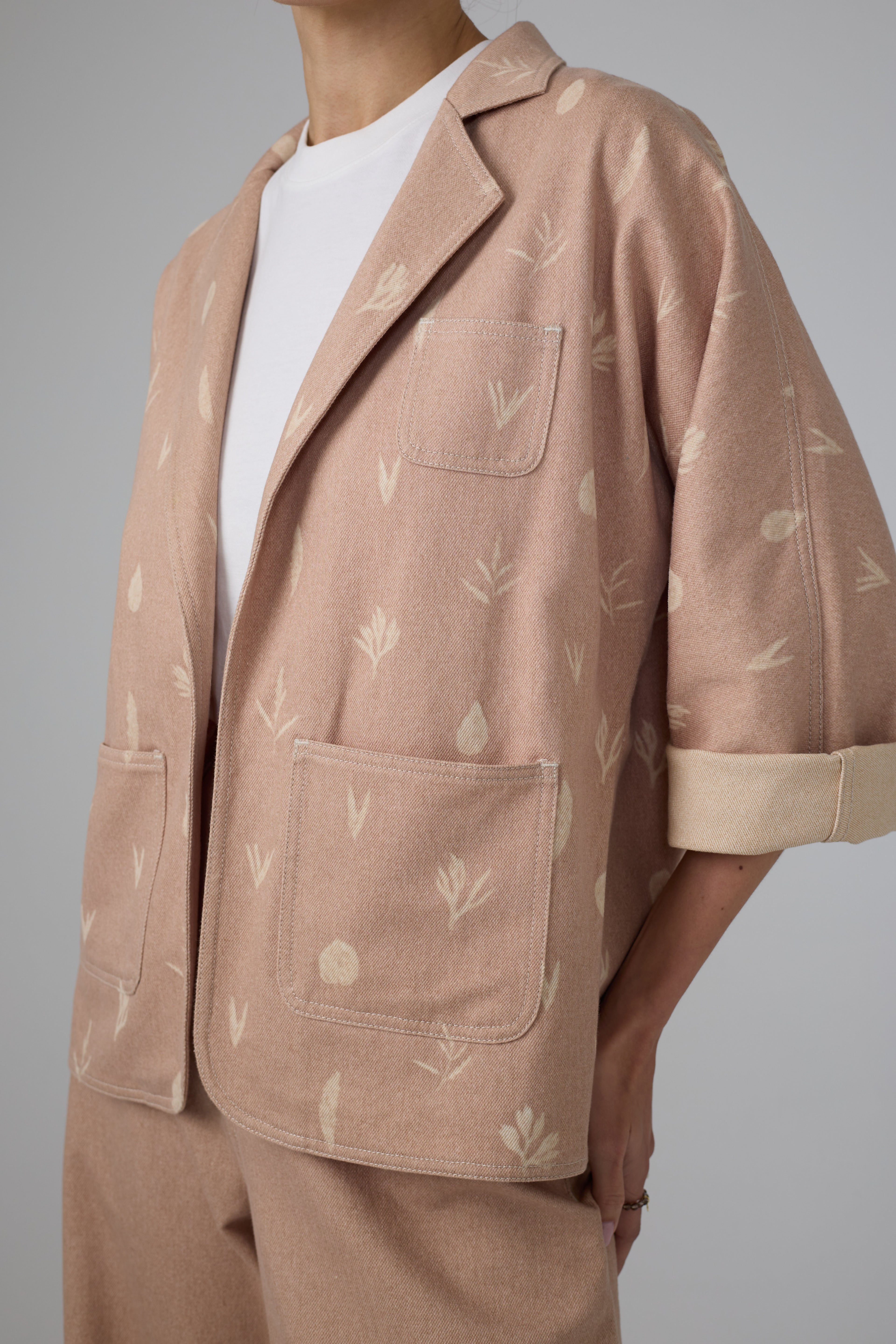 Botanic Print Denim Kimono