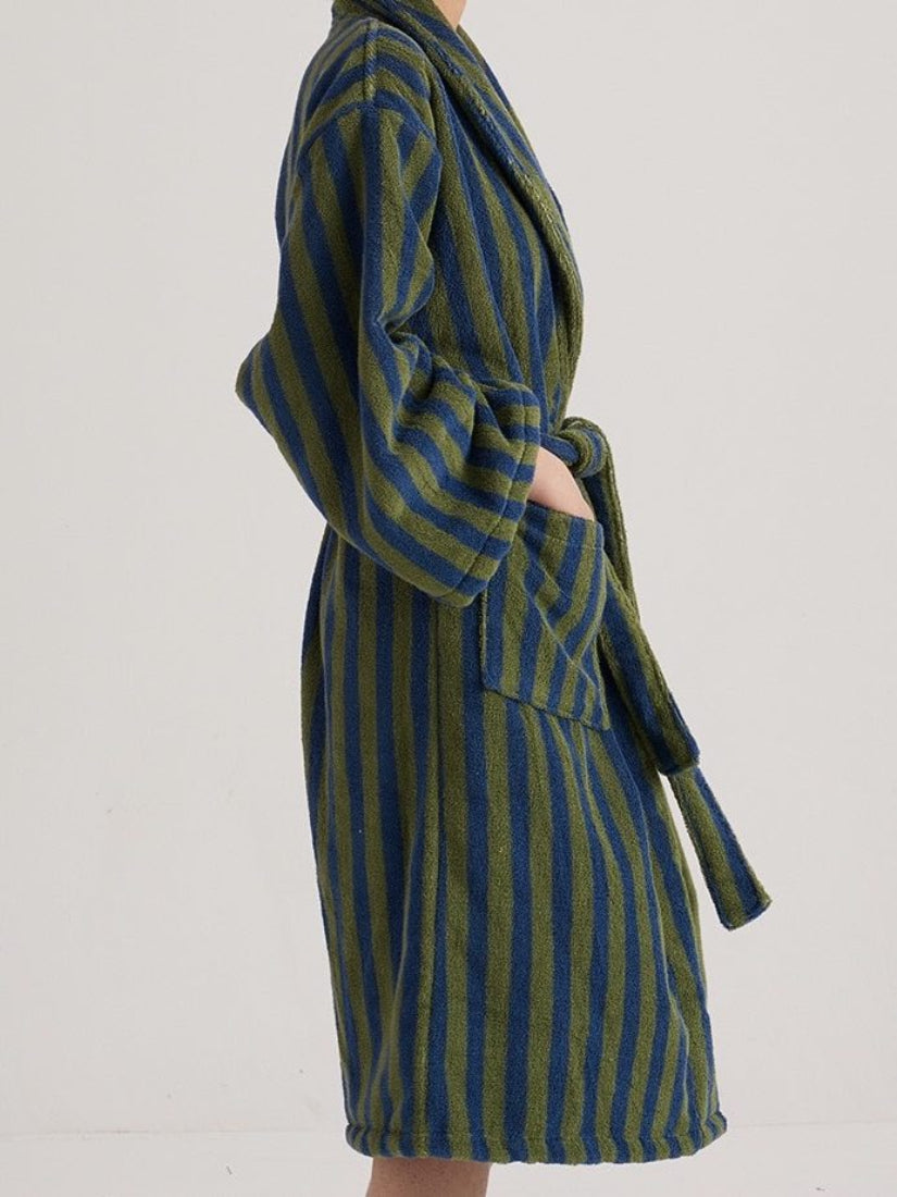 Ultra Soft Retro Stripe Bathrobe - 100% Organic Long-stapled Cotton